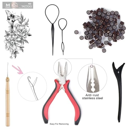 Amchoice Hair Tinsel Kit 16 Colors with Tools, 3500 Strands Long 48in