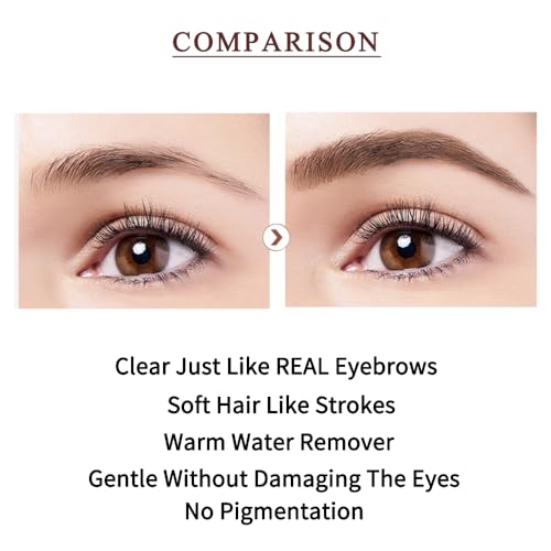 Waterproof Eyebrow Pen for Women - Microblading Tattoo Eye Brow Pencil, Long Lasting All Day, Creates Natural Looking (Black Brown - 2 PCS)