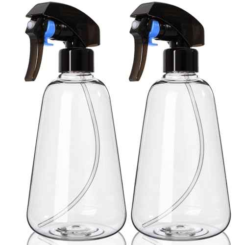 Spray Bottle 2 Pack, 16oz - Ultra Fine Mist, Plant Mister Hair Misting Empty Spray Bottles Indoor, Leak Proof Water Sprayer for Planting, Hair Care, Essential Oils, Cleaning Solutions (Clear)