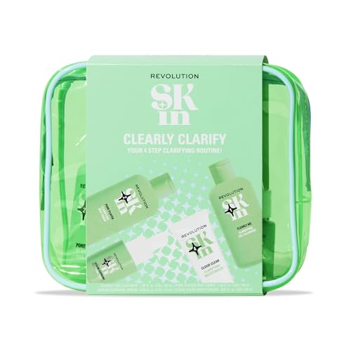 Revolution Skin, Clearly Clarify 4 Step Starter Kit, Skincare Set for Blemish-Prone Skin with Cleanser, Toner, Serum & Moisturizer, Vegan & Cruelty-Free, 4 Mini Products