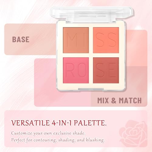 4-Color Matte Blush Palette - Highly Pigmented & Waterproof