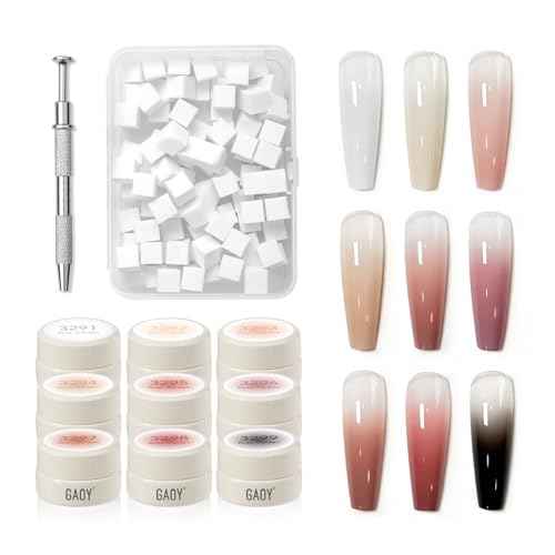 GAOY Patting Gel Nail Polish Kit, 9 Colors UV LED Ombre Painting Gel with Sponges, Soak Off Pigmented Colors, Beginner Friendly Gradient & Aura Nail Art Set for Home & Salon Use, Rose Garden
