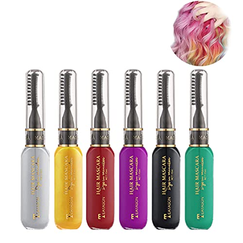 Bestauty 6 Colors Washable Hair Chalk, Disposable Hair Dye Spray Temporary Colorful Mascara for Birthday Party Christmas Halloween Cosplay (6PCS Light Color)