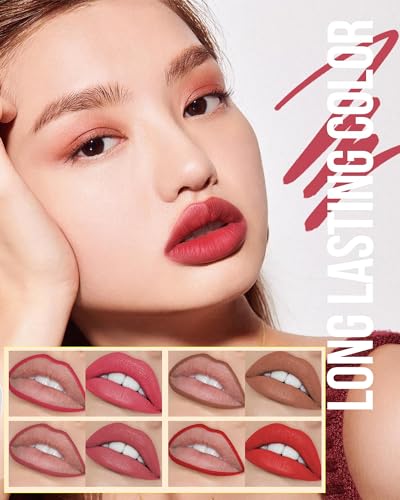 LYSdefeu 4Pcs Hydrating Matte Lip Tint Pen Set - Waterproof Lip Liner & Stain Kit for Women & Girls