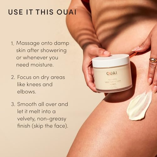 OUAI St. Barts Body Cream - Hydrating Whipped Moisturizer with Cupuaçu Butter & Coconut Oil (7.5 Oz)