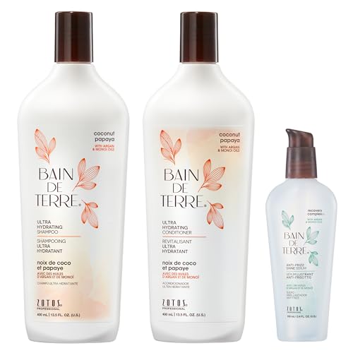 Bain de Terre Coconut Papaya Ultra Hydrating Conditioner, Moisture Quench for Dry, Damaged Hair, with Argan & Monoi Oils, Paraben-Free, Color-Safe, Vegan
