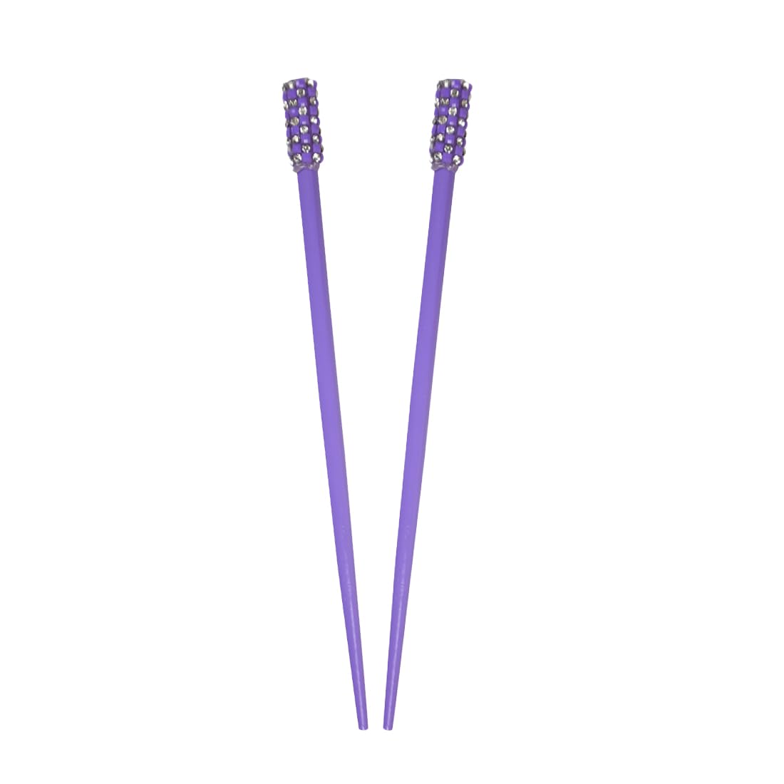 Set of 2 Hair Sticks Chopsticks with Colored Studded Tops - Purple