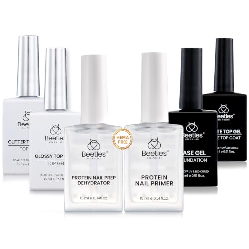 Beetles 6-Piece Gel Base and Top Coat Set with Nail Primer & Dehydrator