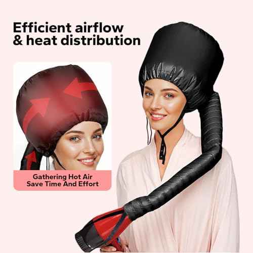 Komoko Hooded Hair Dryer, Hair Dryer Bonnet, Bonnet Hair Blower for Speeds Up Drying Time, Adjustable Hooded Dryer Easy Styling & Deep Conditioning, Portable Blow Dryer Attachment for Home & Travel
