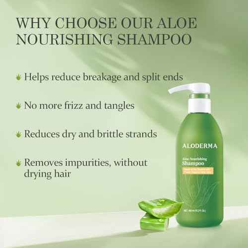 Aloderma Aloe Nourishing Shampoo Featuring Fresh, Organic Aloe Vera for Dry and Damaged Hair - Gently Cleanses and Moisturizes Dehydrated Hair for Soft, Healthy Hair - Alcohol, Paraben-Free - 16oz