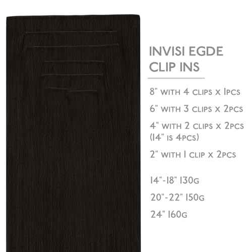 WENNALIFE Invisi Edge Clip in Hair Extensions Real Human Hair, 18 Inch 130g 7pcs Dark Brown Seamless Invisible PU Skin Weft Straight Extensiones De Cabello Hmano Clip Ins