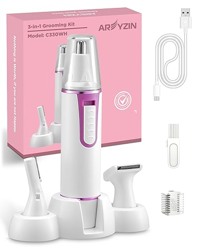AREYZIN Nose Hair Trimmer for Women Rechargeable Eyebrow & Facial Hair Trimmer for Men, Professional Painless Nose Trimmer with IPX7 Waterproof, Dual Edge Blades for Easy Cleaning
