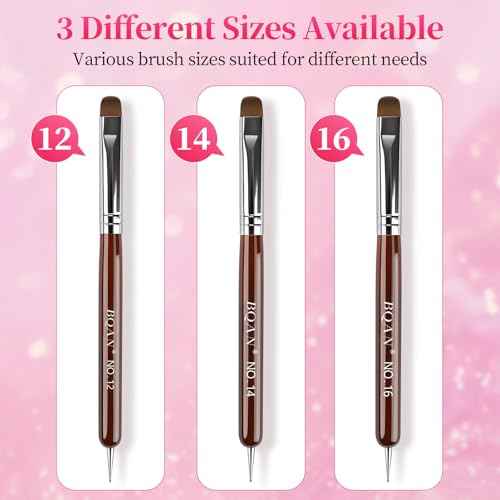 BQAN French Tip Brush Acrylic Nail Brush French Tip Clean up Brush 2 Way Nail Art Brushes with Dotting Tool for Nails Art Design Salon & Home Use (16#)