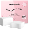 grace & stella Facial Pads (100 Count) - Soft, Lint-Free Toner & Makeup Remover