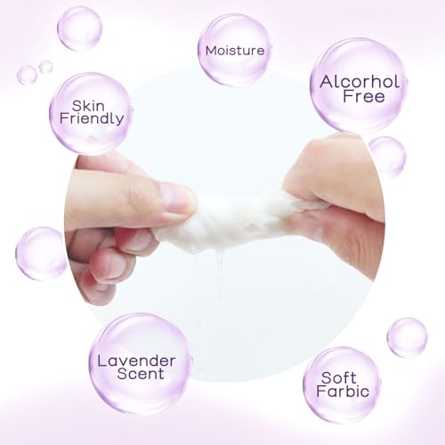 Pack of 50 Makeup Remover Wipes Individually Wrapped,Lavender Scent,Face Cleansing Wipes Bulk, Travel Towelette Makeup Remover Cloth for Face Cleansing Skin Care Remove Makeup
