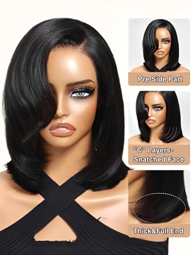 UNICE 12" Short Bob Wig Human Hair 7x5 Lace Front Glueless