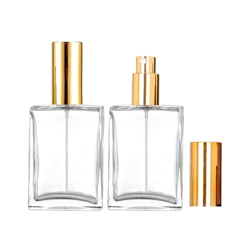 6 Pack 1.7 oz Clear Square Glass Spray Bottle for Essential Oil, 50ml /1.7 oz Fine Mist Spray Bottles for Perfume, Refillable Liquid Containers (Clear, 50ml)