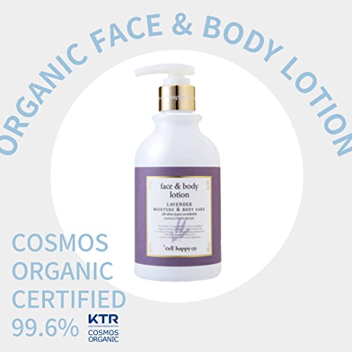 cell happy co Lavender Face & Body Lotion, COSMOS organic certifed, Organic French Lavender Flower Water and Oil, 5 kinds of herbal extract, Sensitive & Trouble skin (10.1 floz)
