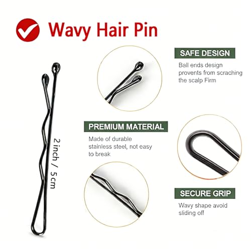 300 Pcs Black Bobby Pins - 2 Inch High Tension Hair Grips
