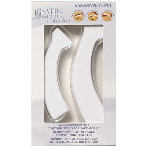Satin Smooth EZ Grip Non-Woven Wax Strips for Face & Body ? Contour Facial Wax Strips Hair Removal, Waxing Strip for Women, 100 ct