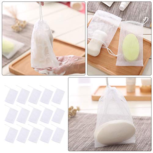 Zerodeko Soap Bags 100 Pack - Mesh Foam Pouches White