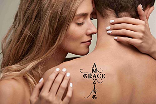 6 Sheets Temporary Tattoos Cross Grace Design – Waterproof