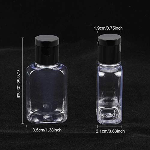 30 Pieces Portable Travel Bottle Clear Plastic Empty Bottles Refillable Reusable Bottles Containers for Travel Outdoor Camping Business Trip (1 oz, Black Cap)