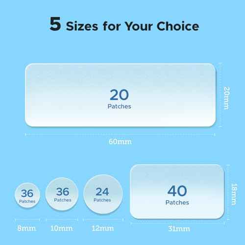 LitBear Large Pimple Patches, 5 Sizes 156 Patches Big Acne Patch, 60 XL Hydrocolloid Patch for Full Face, Forehead, Chin, Nose, Body, Back, Neck & Chest, Stirp, Square Large Hydrocolloid Bandages