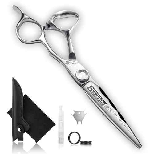 Professional Ergonomic Hair Cutting Scissors - SUS440C & Cobalt Stainless Steel Barber Shears - Fine Adjustment Tension - Premium Shears for Hair Cutting (6.0 Inches)