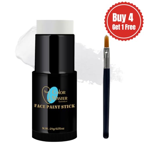 ColorMaster Clown White Face Body Paint Stick (0.75oz) | Face Paint, Body Paint, White Eye Black Sticks for Sports & Foundation Cream Makeup, Face Painting Kit for Halloween SFX Cosplay Costume Party
