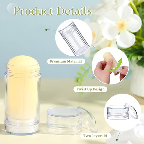50 Pcs 15 ml Empty Deodorant Containers Twistup Filling Stick Plastic Deodorant Container Refillable Bottles Bottomfill Round Lip Balm Tubes Cylinder for Homemade DIY Lip Balm(Clear)