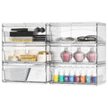 6 Pack Clear Stackable Storage Drawers,12"W Large Bathroom Makeup Organizer and Pen,Sunglass,Medicine,Baby Bottle Organizer,Plastic Pull Out Storage Bins for Desk,Under Cabinets,Vanity Countertop