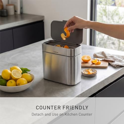simplehuman 4L Compost Caddy with Magnetic Dock - Stainless Steel