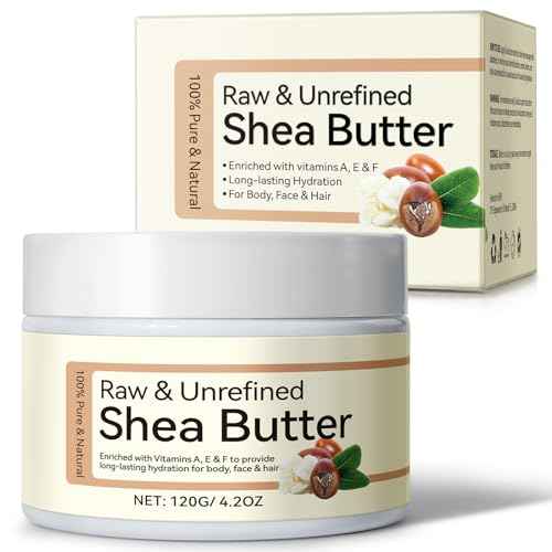 Raw & Unrefined Shea Butter for Body, Face & Hair, Pure Shea Butter with vitamins A, E & F, Long-Lasting Hydration for Dry Skin, Hair Care, DIY Lip Balm, Natural Moisturizer