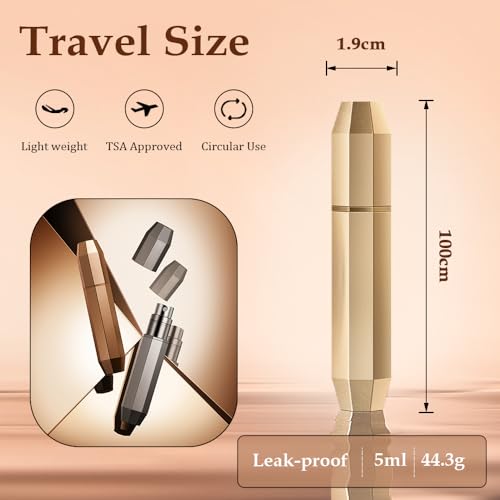 5ml Perfume Atomizer Travel Refillable, 3PCS Perfume Travel Refillable Bottle,Bottom-Filling Fragrances Perfumes Bottle,Mini Cologne Dispenser,Portable Sprayer (gold-pink)