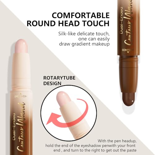 Dual-Ended Contour & Highlighter Stick Makeup – Waterproof, All Skin Tones