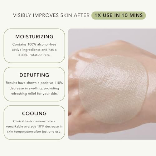 TRICO Green Tea Multi-Tasking Cooling Pad, 3-1 Korean Toner Pads with Depuffing, Cooling & Moisturizing Effects for All Skin Types - Green Tea Water from Jeju Island, Lemon & Honey Extract - 90 Pads