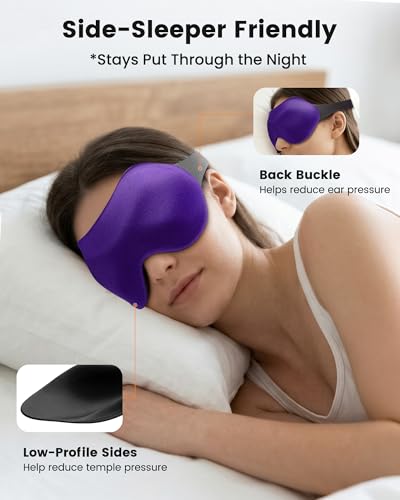 FACEMOON Sleep Mask 3 Pack True Blackout 3D Eye Mask for Side Sleepers, Lash-Friendly, Adjustable with Travel Case