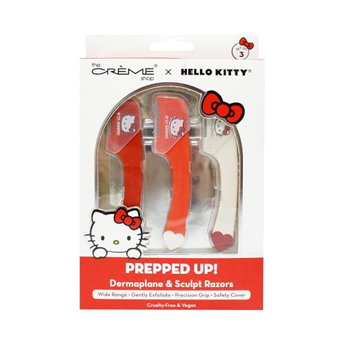 The Cr?me Shop x Hello Kitty Prepped Up! Dermaplane Razors - One Blade for Gentle Exfoliation, Dermaplaning, Facial Hair Removal and Eyebrow Shaping (Pack of 3)