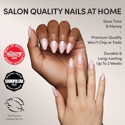 Glamnetic Press On Nails - First Kiss Short Almond 30 Pc Kit