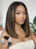 Sunber Ombre Brown Bob Wig 10" Yaki Straight Glueless