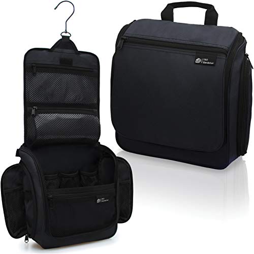 D&D Hanging Travel Toiletry Bag for Men & Women - 10 Compartments Organizer