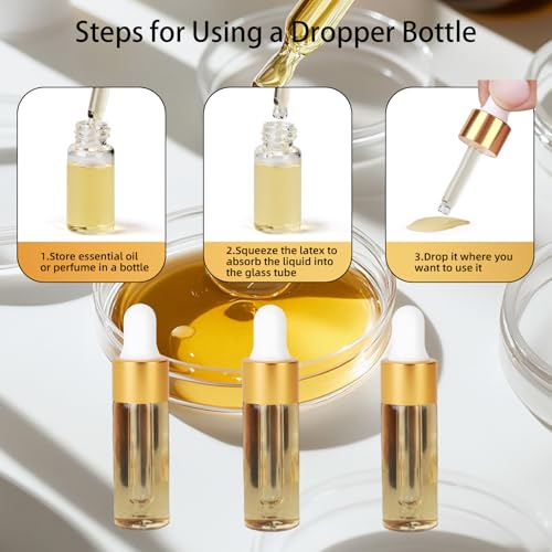 36-Piece 5ml Glass Dropper Bottles with Gold Caps