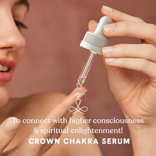 Crown Chakra Facial Serum Essential Oils Blend, Natural & Organic Moisturizing Serum for Face with Sunflower, Argan, Apricot, Frankincense, Vanilla Oils for Spiritual Journey, Peace, Deeper Connection