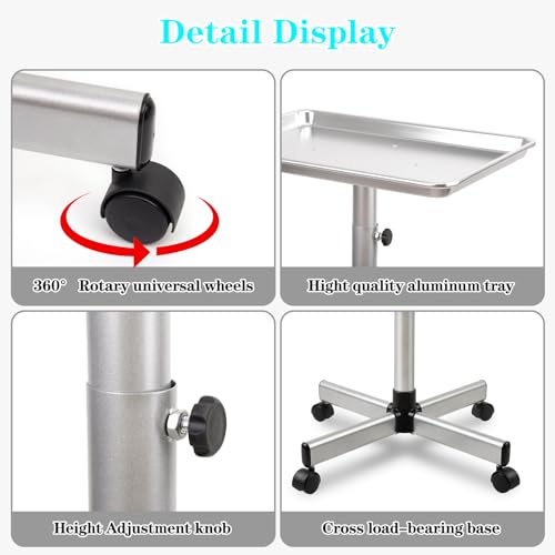 Adjustable Salon Tray on Wheels with Removable Top