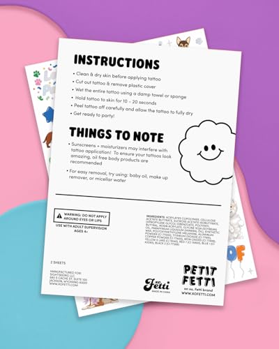 xo, Fetti Dog Temporary Tattoos - 52 Glitter Styles