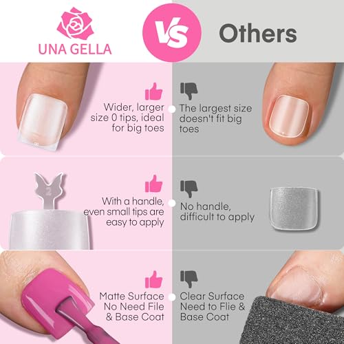 UNA GELLA A05-Square Toe Nail Tips 312Pcs Fake Toenails Full Cover Gel Tips for Big Toes