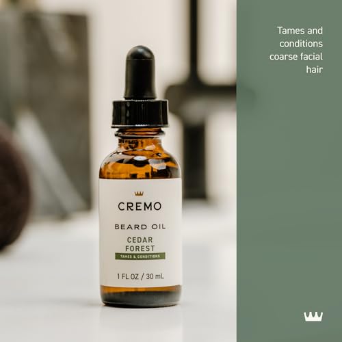 Cremo Beard Oil,Revitalizing Cedar Forest,1 fl oz - Restore Natural Moisture and Soften Your Beard To Help Relieve-Beard Itch,(Pack of 2)
