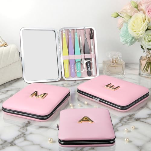 Initial M Tweezers with Mirror – Personalized Eyebrow Tool