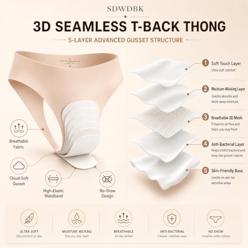 Seamless Camel Toe Thong Underwear for Women - Breathable G String